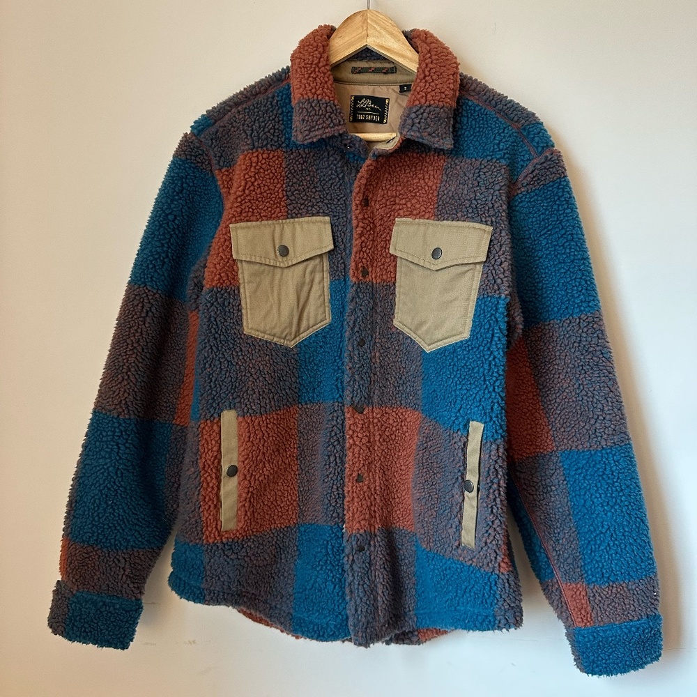 LL Bean x Todd Snyder Hi-Pile Sherpa Snap Plaid Shirt Jacket, Men's Small
